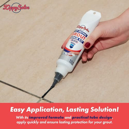 Tile Grout, Repair Kit, Restore & Renew Tile Joints Line, Fast Drying Tile Grout Paint Squeeze Tube for Bathroom Shower Kitchen Floor, Waterproof (8.8 oz, Black) - style: Black
