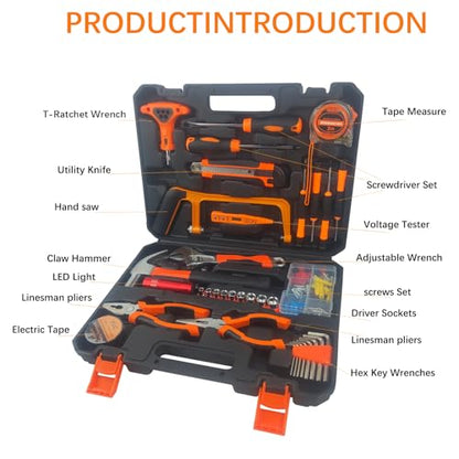 45 Piece Tool Kit Basic Home Repair Tool Set,General Household Tool Kit with Plastic Tool box,Perfect for Outdoor working,Office & College Dorm.Tools mainly include hand saw,wrench,hammer,Screwdriver - size: 45 Pcs
