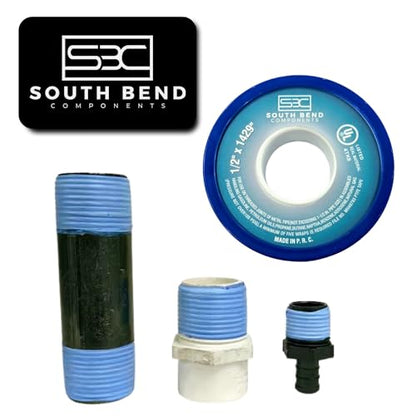 South Bend Components 1/2 Inch x 1429 Inch 70885 PTFE Thread Seal Tape – Teflon Tape for Plumbing, Gas, Water, and Air Systems | Leak-Proof, Durable Thread Tape for Metal and Plastic Pipes (3-Pack)