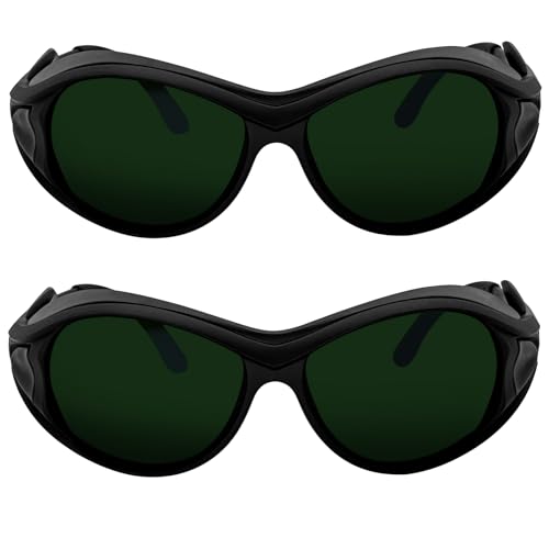 2PC Red Light Therapy Glasses, IPL Laser Safety Goggles 200-2000nm, Eye Protection for Tanning Beds and LED Light Therapy, Comfort Fit - color: Green-2