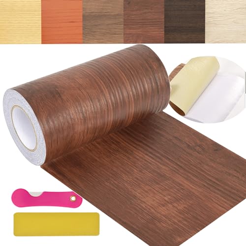 Wood Grain Repair Tape, 5.9 inch X 32ft Self Adhesive Wood Colored Tape for Tables, Chairs, Baseboards, Doors, Windows, Floors, Handicraft DIY. - color: Red bean sequoia, size: 5.9in*32ft
