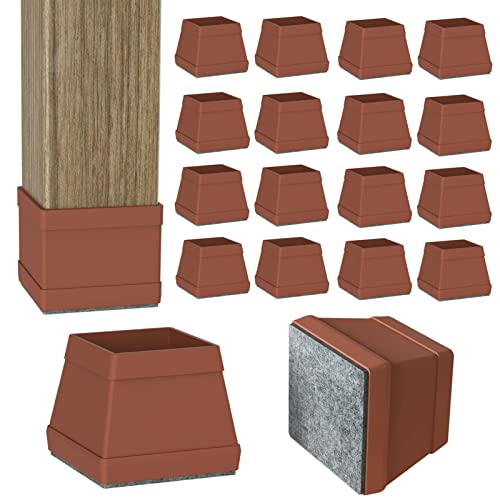 16 Pcs Square Chair Leg Protectors for Hardwood Floors, Silicone Felt Furniture Pads Non Slip,Free Moving Table Leg Covers,Chair Protectors for Wooden Floors. Brown - size: Large