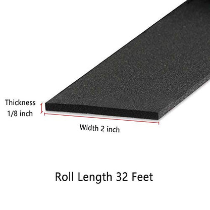 Neoprene Weather Stripping -2" W x 1/8" T- Self Adhesive Foam Rubber Seal Strip Tape for Sliding Door Window Insulation - size: 2in X 1/8in - 32ft