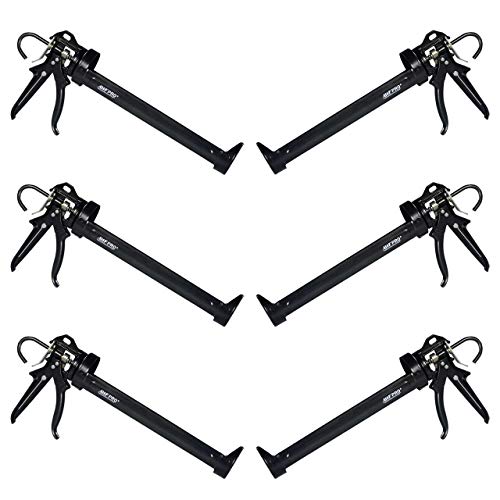AWF PRO Heavy Duty Caulk Gun, 18:1 Thrust Ratio, Steel Frame Construction, Rotating Barrel, Ladder Hook, Puncture Tool & No Drip Pressure Release Tab, 29 oz Caulking Gun, Pack of 6 - size: 29 oz Caulking Gun, style: Pack of 6