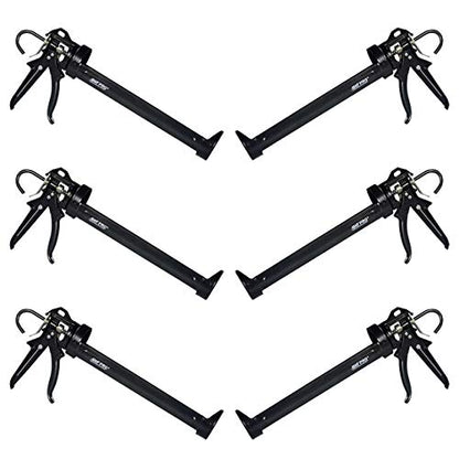 AWF PRO Heavy Duty Caulk Gun, 18:1 Thrust Ratio, Steel Frame Construction, Rotating Barrel, Ladder Hook, Puncture Tool & No Drip Pressure Release Tab, 29 oz Caulking Gun, Pack of 6 - size: 29 oz Caulking Gun, style: Pack of 6