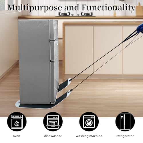 Appliance Furniture Sliders for Heavy Duty Carpet/Hardwood - 660lb Capacity 2-Pack, Thick Non-Scratch Moving Pads for Refrigerators, Safes - Reusable Appliance Mover with Pull Straps (4ft) - size: 6.7IN*48IN