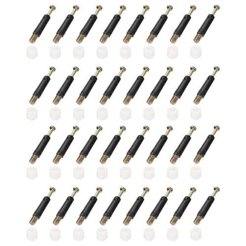 uxcell 50Pcs Plastic Hinge Dowel Inserts, M6 x 10.5mm Furniture Pre-Inserted Nuts with Dowels Screws for Kitchen Cabinet Door Hinges, White