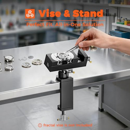 Luvan 360° Rotating Mini Bench Vise Stand, Double Locking Heavy-Duty Table Vise Stand with Enhanced Clamping Force, Adjustable Angle Vise Bracket Table Clamp Stand with Swivel Base for Fractal Vise ﻿ - color: Mount Vise and Grinder