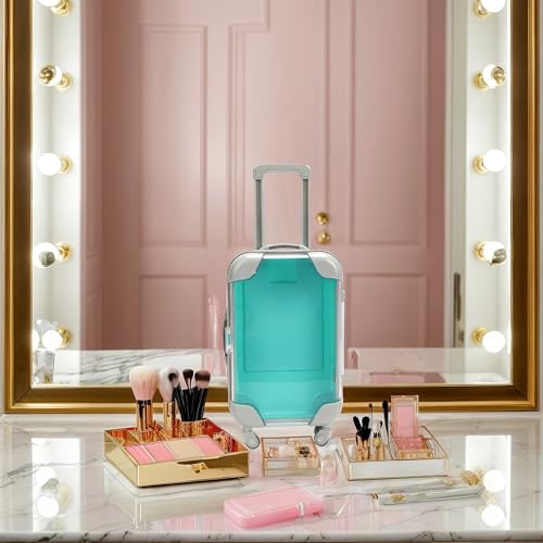 False Eyelash Storage Box, Portable Travel Organizer Mini Luggage False Eyelash Tray Makeup Tool (GREEN) - color: GREEN