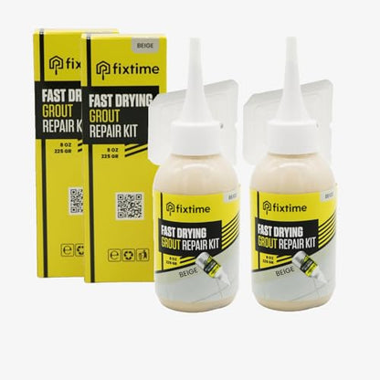 Tile Grout Repair Kit, Beige Grout Filler Tube 8 oz, Grout Repair Renews, Fast Drying Repait Kit, Grout Sealer for Floor Tile - Spatula Included (2xBeige) - style: 2xBeige