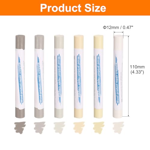 HARFINGTON Wood Filler Sticks 6 Colors Wooden Wax Touch Up Furniture Repair Crayons for Yellow Maple, Gray, Light Cloth, Khaki, Warm White, Warm White Small Embossed - color: Warm White Series