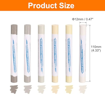 HARFINGTON Wood Filler Sticks 6 Colors Wooden Wax Touch Up Furniture Repair Crayons for Yellow Maple, Gray, Light Cloth, Khaki, Warm White, Warm White Small Embossed - color: Warm White Series