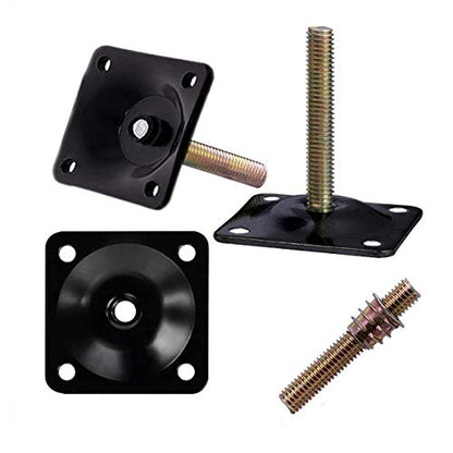 4Pcs Furniture Leg Mounting Plates Kit with M8 Hanger Bolts & Adapters - Heavy Duty T-Plate Repair Kit for Sofa,Couch,Chair,Ottoman,Table Legs,2"x2" Metal Brackets for Wobbly Furniture Fix - color: Black