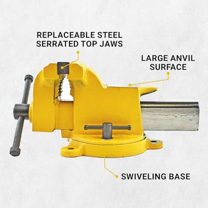 Yost Vises 908-HV All Steel Combination Vise | 8 Inch Jaw Width Pipe and Bench Vise |Secure Grip with Swivel Base | Made of Structural Cast Steel | High Visibility Safety Yellow - size: 8", style: High-Visibility Heavy Duty