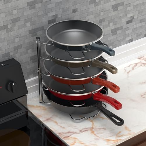 Simple Houseware Cabinet Pantry Pot and Pan Organizer Holder Rack, Chrome - color: Chrome