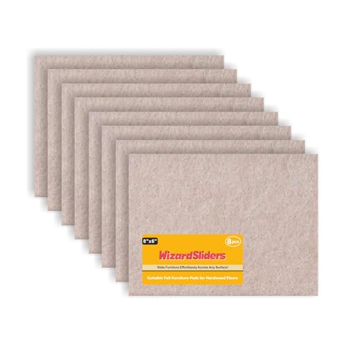 Felt Furniture Pads Self-Adhesive for Hardwood Floors, 8pcs 8" x 6" x 1/5" Cuttable Furniture Pads Square Furniture Movers, Floor Protector Cut into Any Shape, Beige - color: Beige, size: 8pcs