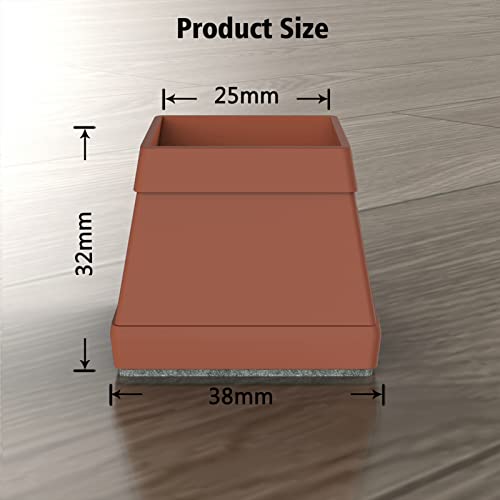 16 Pcs Square Chair Leg Protectors for Hardwood Floors, Silicone Felt Furniture Pads Non Slip,Free Moving Table Leg Covers,Chair Protectors for Wooden Floors. Brown - size: Large