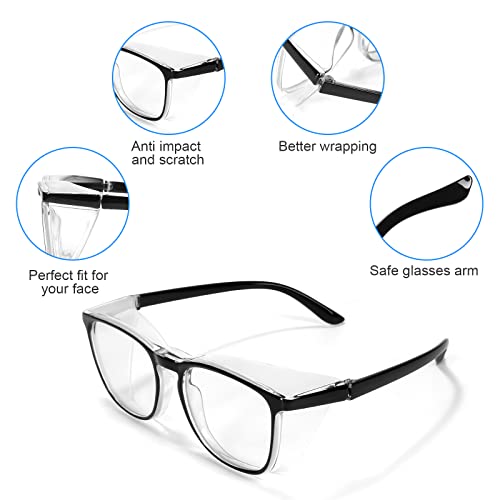 Stylish Safety Glasses Goggles for Women Girls Anti-fog Glasses Protective Eyewear Clear Glasses - color: 4 Pack: Blue+black+tortoise+clear