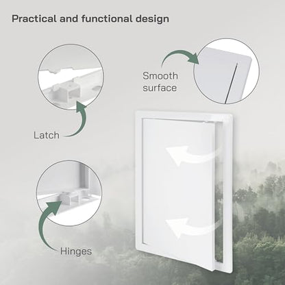 Vent Systems White ABS Plastic Access Panel 10 x 16 Inch (Cut-Out) - Access Door for Drywall, Wall, Ceiling - Electrical, Plumbing Service Wall Hole Cover - Inspection Door - 11 x 16.5 Inch (Outer) - size: 10 X 16 Inch / 250 X 400 Mm