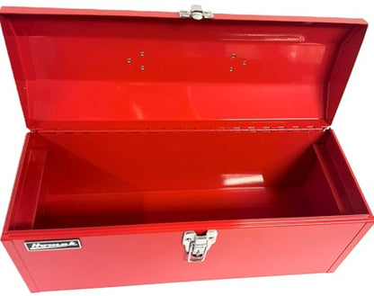 Homak Tool Box, 19" Portable Steel Tall Tool Box with Metal Latch Closure & Plastic Handle, Multi-Purpose Heavy Duty Toolbox with metal Tray, Red - size: 19-Inch x 7-Inch x 8-1/2-Inch - Tall