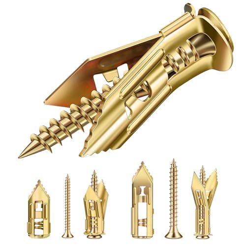 70 Pcs Self Drilling Drywall Anchors with Screws Kit, 2 Sizes Heavy Duty Metal Expansion Anchors for Drywall- 1.18in & 1.57in, No Pre-Drill No Holes, for Picture Frames, Mirror, Shelves