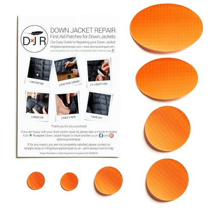 Down Jacket Repair Patches - Self-Adhesive Down Jacket Repair Patches | Waterproof, Tear-Resistant, Pre-Cut Patches | 7-Piece Set for Outdoor Gear, Sleeping Bags & Tent - color: Orange