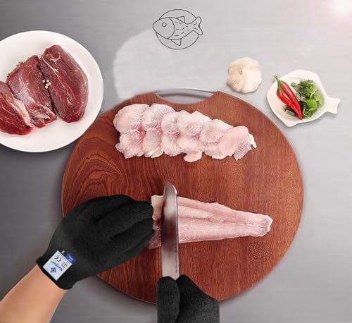 Cutting Gloves, Food Grade Level 5 Protection, Safety Kitchen Cut Gloves for Oyster Shucking, Fish Fillet Processing, Mandolin Slicing, Meat Cutting and Wood Carving. (Black-Medium 1 Pairs) - color: Black, size: Medium (Pack of 2)