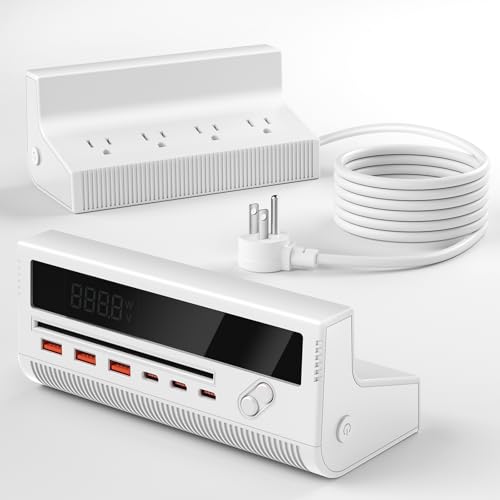 10-in-1 USB Power Strip PD 20W Fast Charging Surge Protector 100W 5FT Desktop Charging Station with 4 AC Outlets 3 USB-C 3 USB-A Extension Cord - color: White