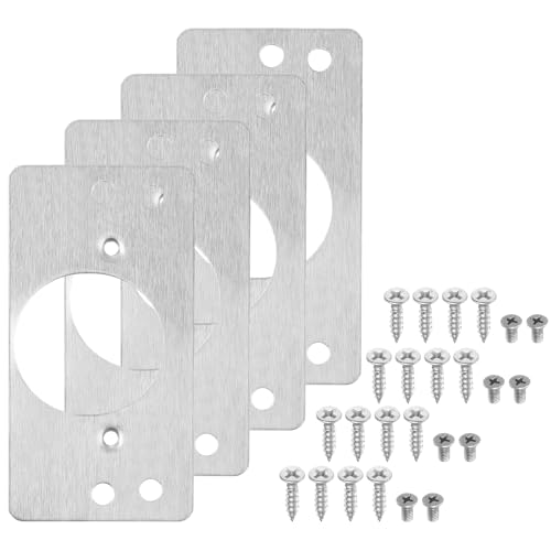 uxcell 8 Pcs 90x47mm / 3.54x1.85 Cabinet Hinges Repair Plate, Stainless Steel Hinge Repair Brackets Hinge Side for Wooden Kitchen Cupboard Furniture Door, Silver