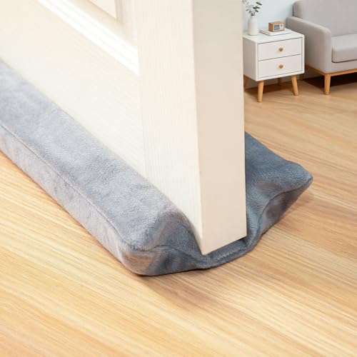 Marwood Under Door Draft Stopper 24-30" Adjustable Wind Stopper for Door & Window, Foam Door Sweep Air & Noise Blocker for Bottom of Doors Double Side Seal - Grey - color: Velvet Grey, size: 30 inch