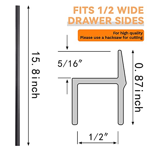 Leinuosen 6 Pcs File Cabinet Rails PVC Hanging Black Document Cabinet Rails for Drawer Sides Letter Size Office File Drawer Holder Organizer Storage, 15.8 Inches Long(1/2 Inch Wide) - size: 1/2 Inch Wide