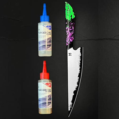Superclear Forge Bond Knife Handle Epoxy 8 oz Kit, Flexible and Rigid Adhesive for Full and Hidden Tang Knives, High Impact Fracture Resistant, Made in the USA