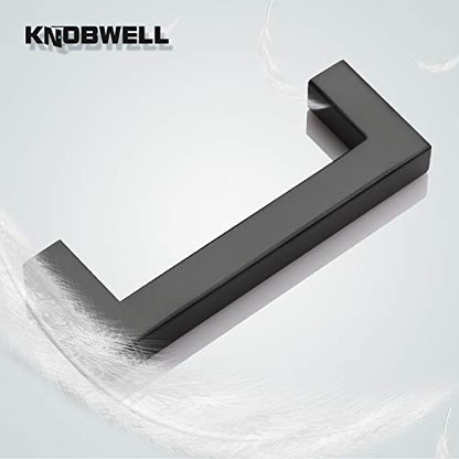 KNOBWELL 6 Pack 3-1/2 inch Black Kitchen Cabinet Door Handles, Stainless Steel T Bar Dresser Drawer Pulls - Hole Centers 3.5 inch(90mm), Overall Length 4 inch - color: Matte Black, size: Hole Center:3-1/2 inch(90mm)
