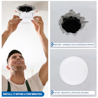 PATIKIL 3.5" Spring Ceiling Cover Plate, Recessed Light Trim Wall Mount Downlight Hole Cap Decorative Panel with Buckle Suitable for 2.7-3.1inch Round Hole Glass Ceiling Openings, White - size: 2.7-3.1"