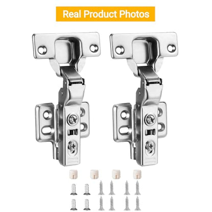 10pcs Half Overlay Cabinet Hinge Frameless Concealed Door Hinges European Soft Closing Four-Hole Mounting Plate Hinges Nickel Plated Finish - color: Half Overlay, size: 5 Pairs