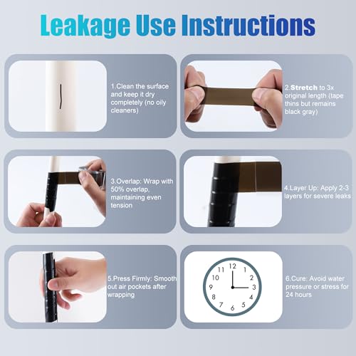 Lichamp Seal Self Fusing Silicone Tape, 1 Inch x 10 Feet x 10 Rolls, Total 100 Feet for Plumbing Leak Repair and Electric Wire Wrapping Tape