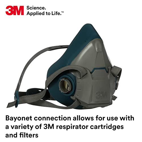 3M Rugged Comfort Half Facepiece Reusable Respirator 6502, NIOSH, Cool Flow Valve Helps Reduce Heat and Moisture, Silicone Faceseal Provides a Firm Seal, Welding, Sanding, Cleaning, Grinding, Medium - style: Medium