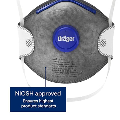 Dräger X-plore 1350 Odor Particulate Respirator with Exhalation Valve, 10 Pack, Size M/L, NIOSH-Certified - size: Medium-Large