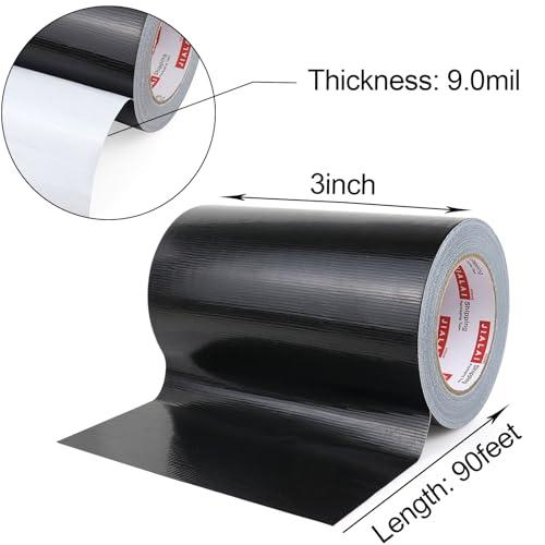 Wide Duct Tape, Industrial Grade 30Yards (90 ft) Wide Tape 8'' Duct, 9 Mil Heavy-Duty, Waterproof, Strong, Flexible, No Residue, for Crafts & Home Improvement (Black, 8'' x 90ft) - color: Black, size: 8'' x 90ft