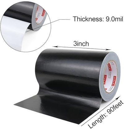 Wide Duct Tape, Industrial Grade 30Yards (90 ft) Wide Tape 8'' Duct, 9 Mil Heavy-Duty, Waterproof, Strong, Flexible, No Residue, for Crafts & Home Improvement (Black, 8'' x 90ft) - color: Black, size: 8'' x 90ft