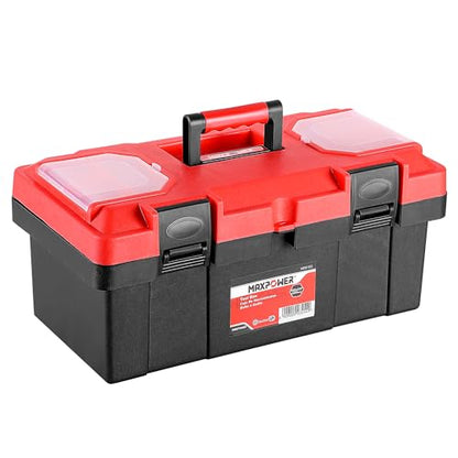 MAXPOWER 17 inch Tool Box, Small Plastic Toolbox with Handle, Removable Tray and Lockable Latches - style: 17" red