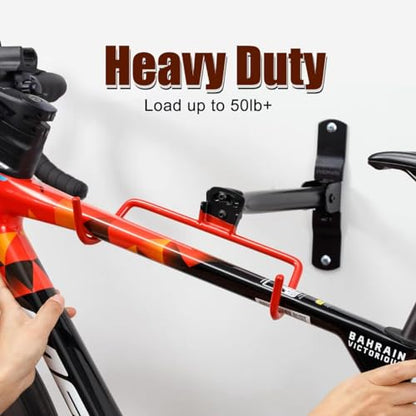 PHUNAYA Wall Mount Bike Rack,Bike Hanger Horizontal,Bicycle Holder Heavy Duty,Garage Bike Storage,Garage Organization Bicycle Hook with Rubber,Foldable and Adjustable Angle(2 pack) - style: Horizontal 2Pack