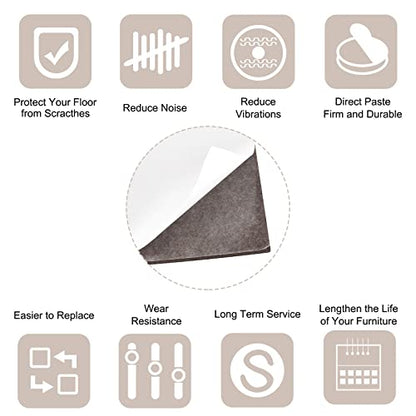 uxcell Felt Furniture Pads, 5-inch x 5-inch Self Adhesive Cuttable Anti Scratch Square Floor Protectors for Furniture Legs Hardwood Floor, Brown 8Pcs - size: 5-inch x 5-inch