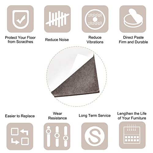 uxcell Felt Furniture Pads, 6-inch x 4.4-inch Self Adhesive Cuttable Anti Scratch Square Floor Protectors for Furniture Legs Hardwood Floor, Brown 8Pcs - size: 6-inch x 4.4-inch
