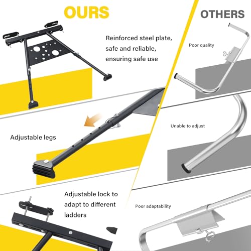Ladder Stabilizer, Ladder Stabilizer for Roof, Wall Ladder Standoff Premium Steel, Adjustable Leg 20.4-29.5" Ladder Stabilizer withstands 300 LBS Weight Rating