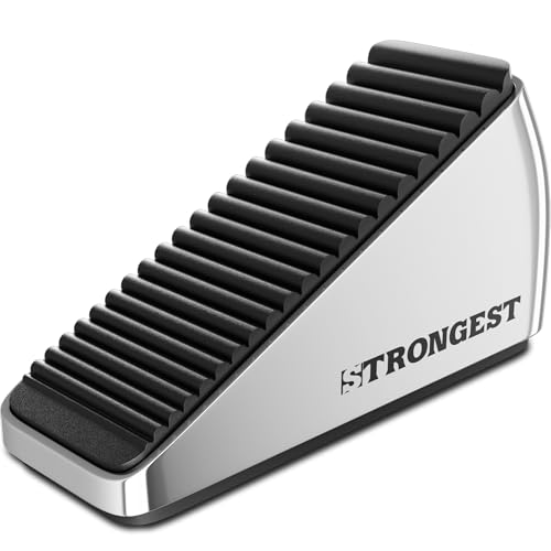 Strongest Home 1-Pack XL Heavy Duty Door Stoppers for Bottom of Door - Durable Door Stop Wedge with Superior Grip, X-Large Rubber Door Stopper Wedge for Large Gaps & Any Surface, 5-Inch Long - Chrome - color: XL Chrome, size: 1 Pack