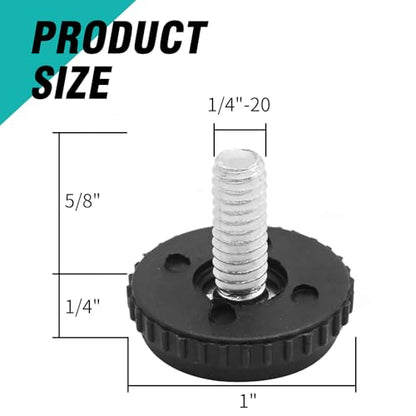 1/4-20 Stainless Steel Adjustable Furniture Feet Screw in Chair Levelers Feet for Furniture Glide Leveling for Table Chair Cabinet Legs (64) - color: 64