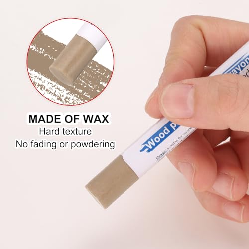 HARFINGTON Wood Filler Sticks 6 Colors Wooden Wax Touch Up Furniture Repair Crayons for Light Brown, White, Starry Gray, Gray Walnut, Dark Blue Gray, Light Blue Gray - color: For Yellow Tone Series