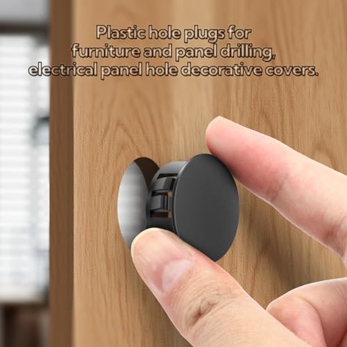 50PCS 1" Plastic Plugs Hole, Cabinet Hole Decorative Covers, Black Plastic Plugs for Round Furniture Holes