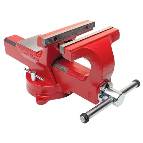 Yost Vises ADI-8 Heavy Duty Vise | 130,000 PSI Tensile Strength Austempered Ductile Iron Bench Vise | 8 Inch Jaw Width with a 360 Degrees Interlocking Swivel Base and 2 Lockdowns | Red - size: 8 inches